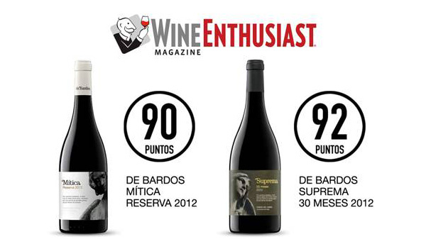 Más de 90 puntos Wine Enthusiast para De Bardos